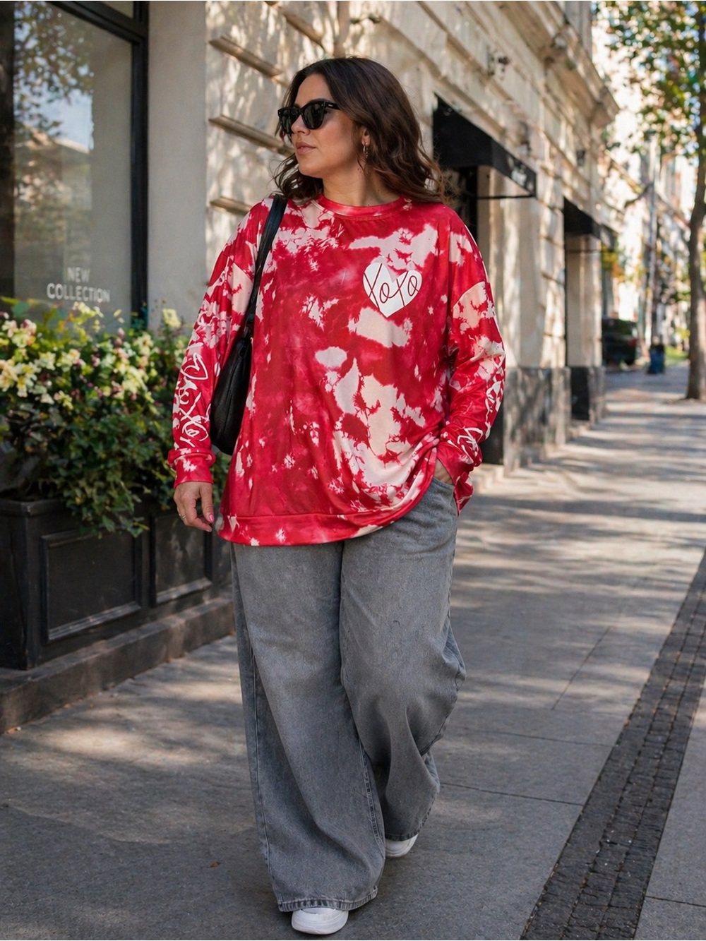Red and White Tie-Dye Sweatshirt